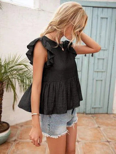 Lace Detail Round Neck Peplum T-Shirt Women's T-Shirts - Tophatter Daily Deals